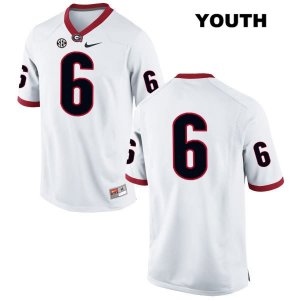 Youth Georgia Bulldogs NCAA #6 Javon Wims Nike Stitched White Authentic No Name College Football Jersey CNV0254FR